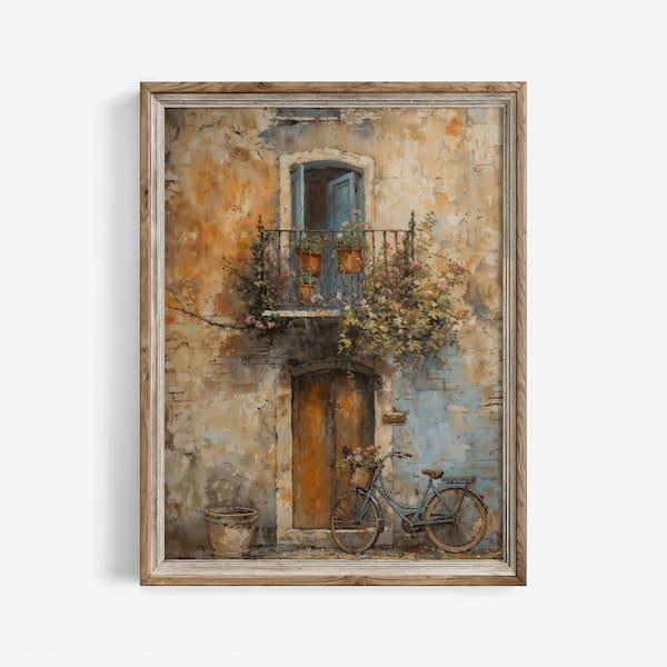 Italy Spring Cityscape Vintage Print: Rustic Architecture Oil Painting (Digital Printable) | 44