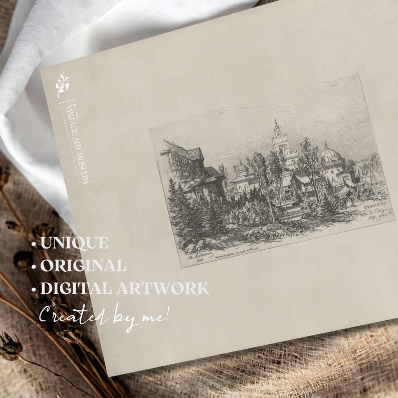 Vintage Paris Print: Antique Palace Cityscape Sketch (Digital Download) | 141 image 7