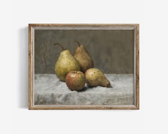 Vintage Fruit Still Life Print: Pears & Apples Farmhouse Kitchen Decor (Digital Download) | 157