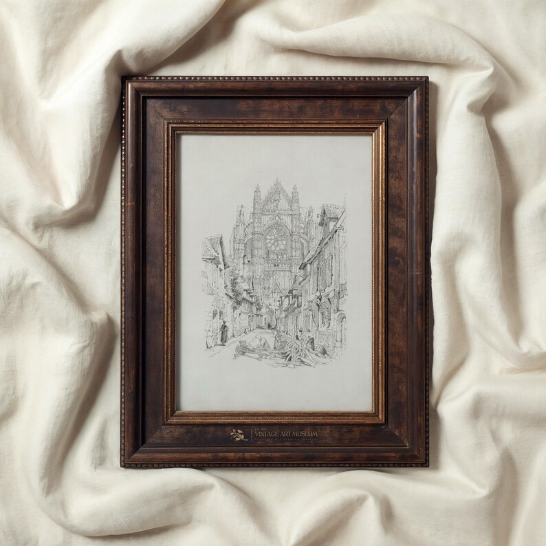 French Cathedral Sketch Print: Vintage Gothic Architecture (Digital Download) | 174 image 6