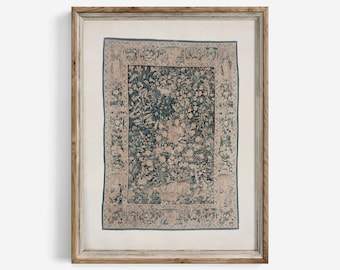 Muted Green Tapestry Print: Vintage Rug Pattern Art Rustic Decor (Digital Downloadable) | 249