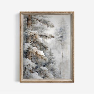 Vintage Pine Tree Watercolor Print: Winter Landscape Wall Art (Digital PRINTABLE) | 324