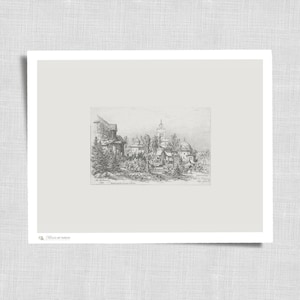 Paris Palace Ink Sketch - Vintage Cityscape Art, Franse architectuurprint, Cottagecore historisch gebouw digitaal | 141