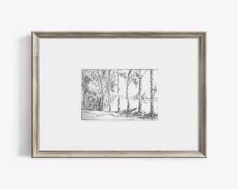 Forest Vintage Sketch Minimalist Printable Wall Art Digital Downloadable for Country Farmhouse Decor | 214