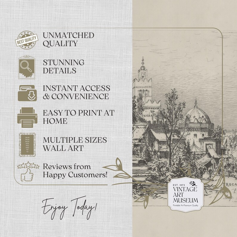 Vintage Paris Print: Antique Palace Cityscape Sketch (Digital Download) | 141 image 9