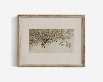 Vintage Apple Tree Sketch Print: Muted Watercolor Farmhouse Art (Downloadable) | 162