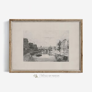 Paris Cityscape Sketch Vintage Print - Minimalist Neutral Drawing Wall Art Printable | Digital Downloadable Decor | 292