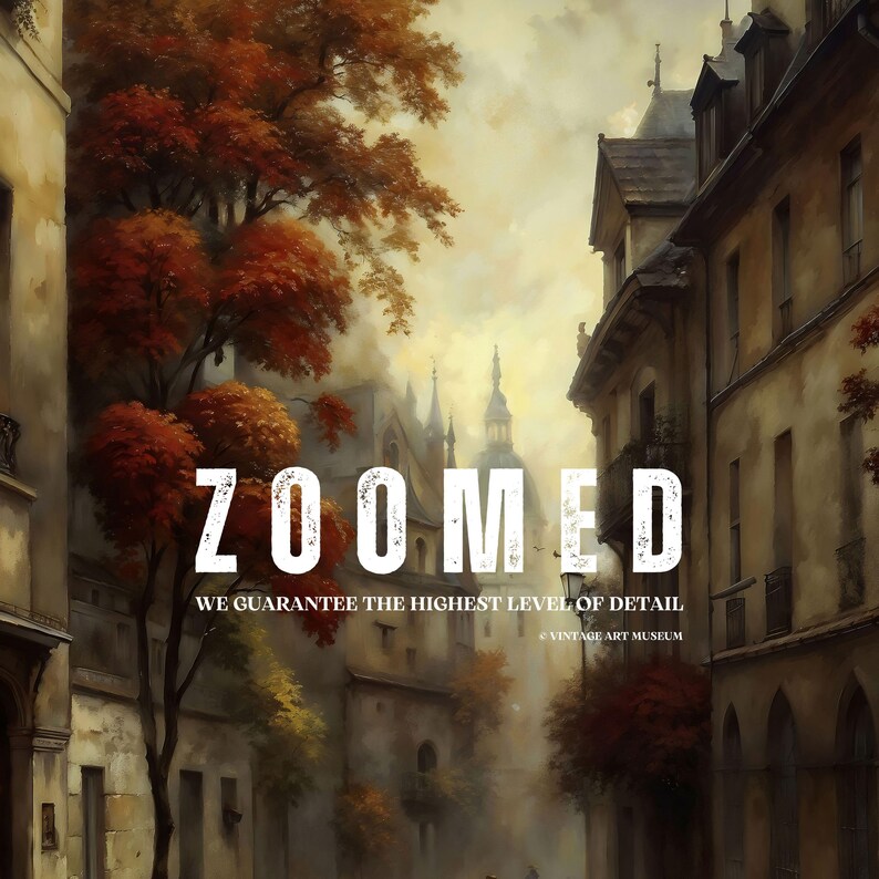 Dark Fall Street Old Paris Autumn Print Vintage Style French