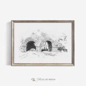 Arches Architecture Sketch Vintage Print - Minimalist French Country Decor Neutral Printable Wall Art Download | 221