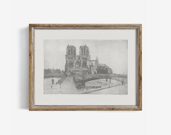 Notre Dame Paris Ink Sketch Print: Antique French Cottagecore (Digital Download) | 111