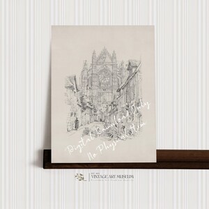 French Cathedral Sketch Print: Vintage Gothic Architecture (Digital Download) | 174 image 2