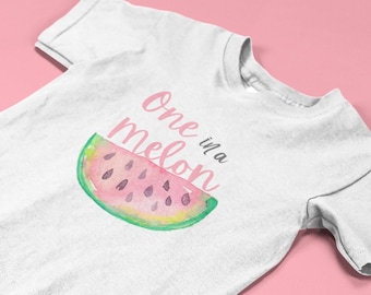 Uno en una camiseta de primer cumpleaños de Melon Baby Girl, primer atuendo de cumpleaños, fiesta de cumpleaños de sandía, niño pequeño, camiseta de jersey fina para bebés