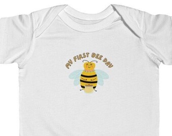My First Bee Day, Baby Girl First Birthday, Bee Party, Baby girl first birthday shirt, Infant Fine Jersey Bodysuit