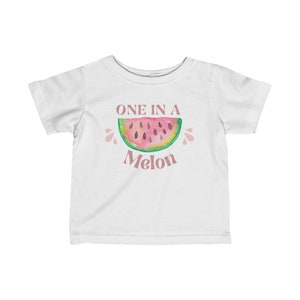 One in a Melon First birthday outfit T-shirt Baby Girl Infant Fine Jersey Tee