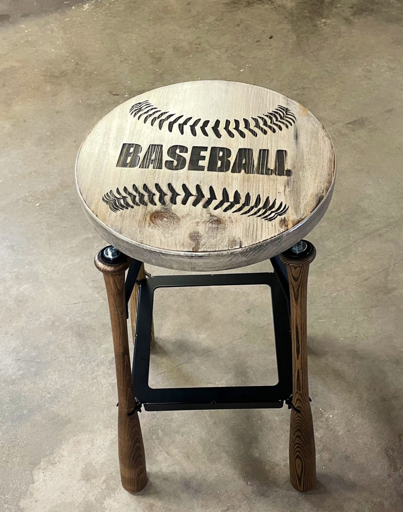 Baseball Bat Stool, Barstool, Man Cave Stools, Baseball Chair, Wood