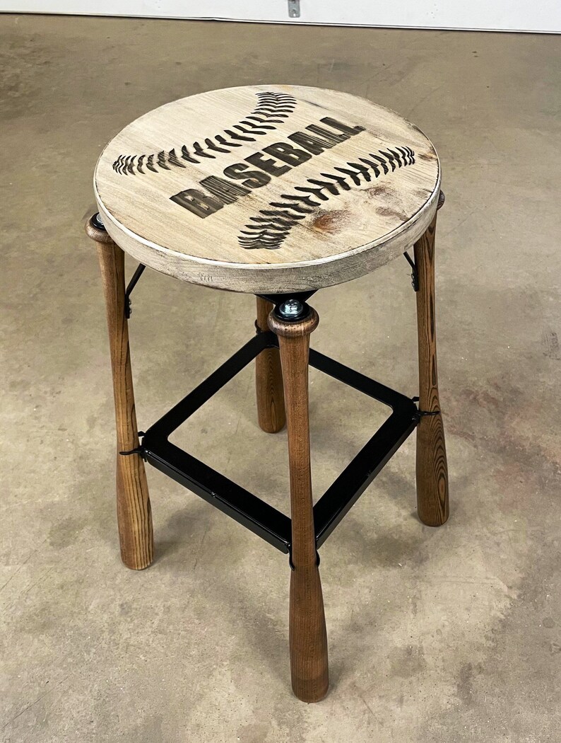 Baseball Bat Stool, Barstool, Man Cave Stools, Baseball Chair, Wood