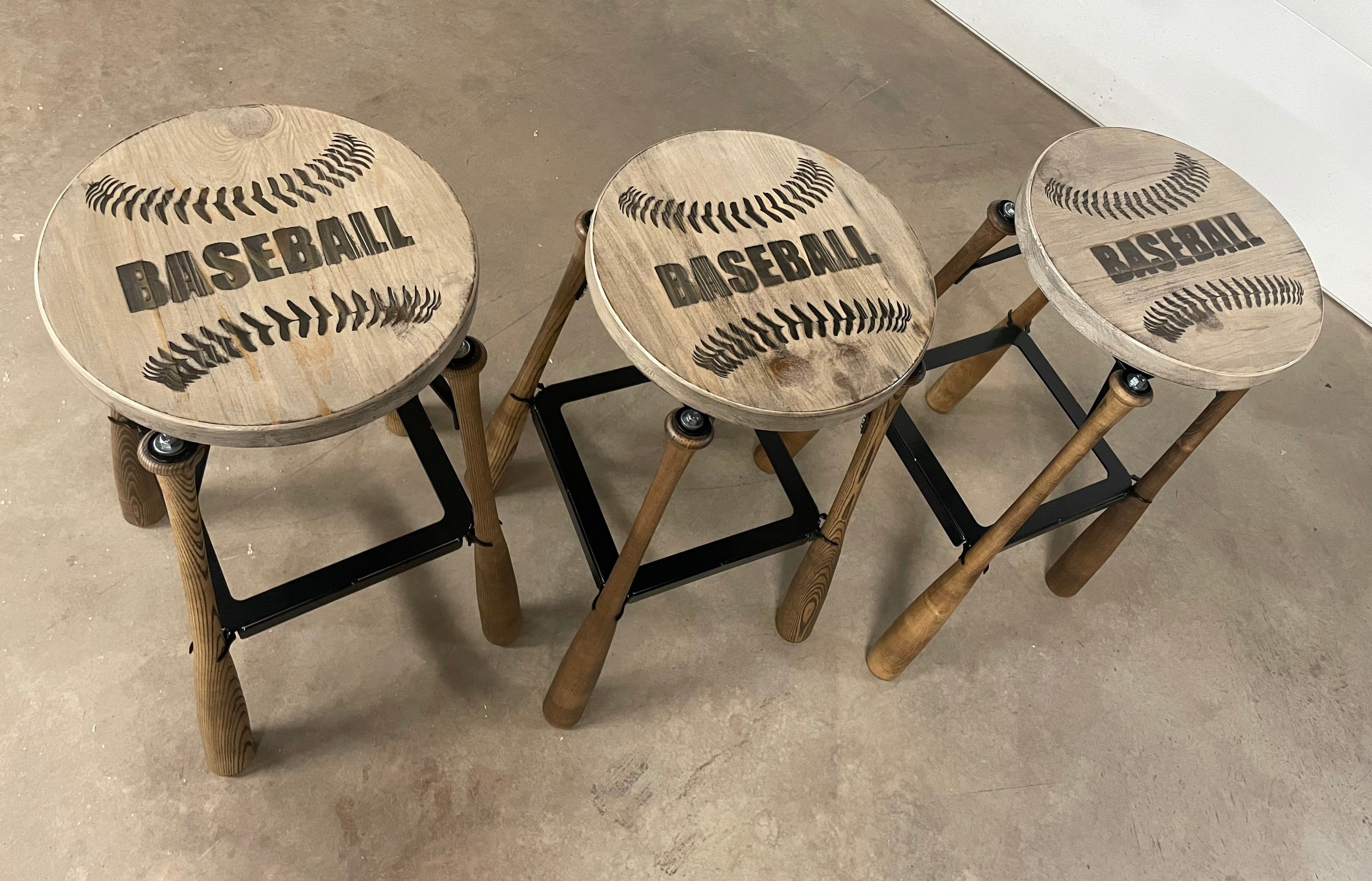 Baseball Bat Stool, Barstool, Man Cave Stools, Baseball Chair, Wood