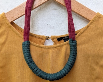 Two-tone rope necklace | Colourful and lightweight | Handmade in the UK