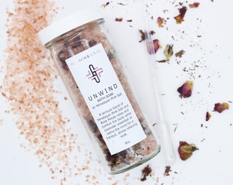 Unwind - 8oz. Himalayan Pink Salt Bath Soak - Made with 100% Natural Lavender Essential Oil