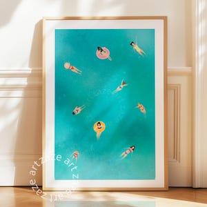 Swimmers Wall Art, Ocean Print, Beach House Decor