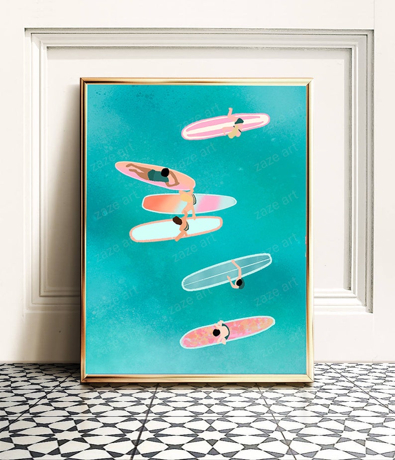 Surfing Wall Art Above Bed Art Beach Themed Decor Surf Etsy