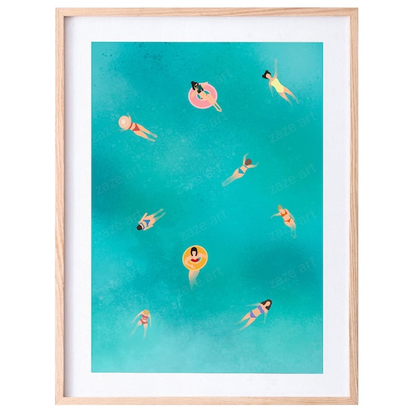 Hawaii Wall Art, Swimming Poster, Ocean Print, Surfer Poster, Aesthetic Room Decor, Coastal Wall Art, Summer Wall Art, Swimming Pool Print