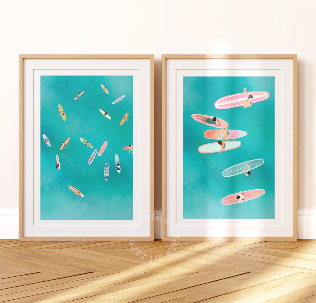 Surf Wall Art Set, Coastal Poster Set, Beach Print - Etsy