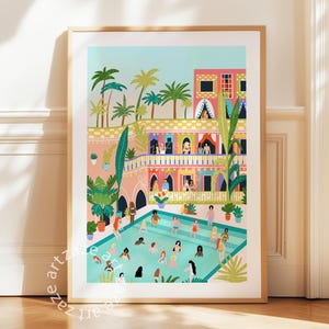Moroccan print, Tropical Print, Beach Wall Art, New Home Gift, Swimming Pool Print, Morocco Print, Summer Print, Aesthetic Room Decor