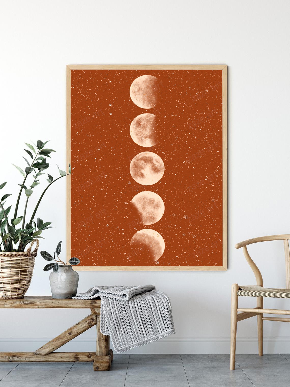 Moon Phases Print, Moon Poster, Moon Cycle Print, Celestial Wall Art ...