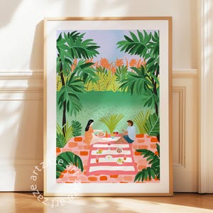 Picnic Poster, Kitchenwall Art, Foodies Poster, Picnic Art Poster, Lake Picnic Art, Kitchen Poster Arts, Preppy Apartment Art, Picnic Print
