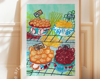Food Wall Art, Food Illustration, Market Print