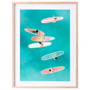 Surfing Wall Art, Above Bed Art, Beach Themed Decor, Surf Print, Ocean Print, Surfer Poster, Aesthetic Poster, Surfboard Wall Art