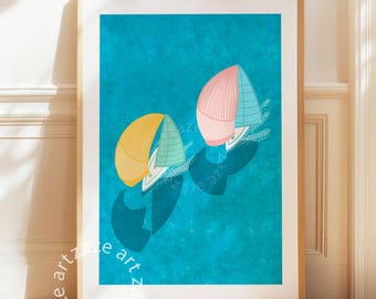 Sailboat Wall Art, Nautical Poster, Coastal Wall Decor