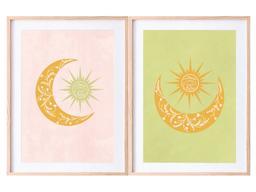 Ensemble dart mural Boho Ensemble de 2 estampes Ensemble Etsy France