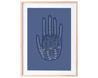 Hamsa Hand Print, Boho Hand Print, Palmistry Hand Print, Spiritual Wall Art, Boho Wall Decor, Ethnic print, Spiritual Gifts, Mystical Poster