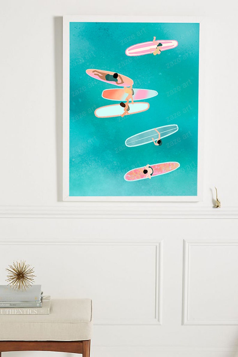 Surfing Wall Art Above Bed Art Beach Themed Decor Surf Etsy