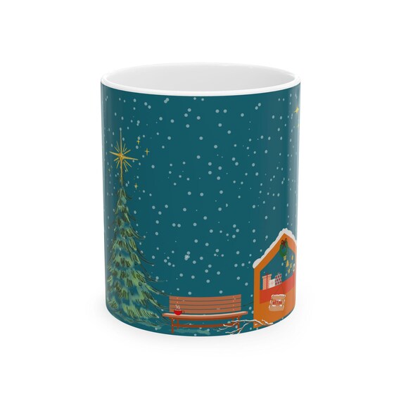Tasse De Noël Luxembourg Vintage En Céramique Signée - Kressinger, Bleue