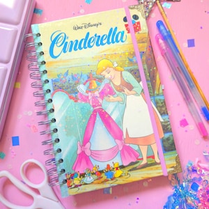 Fairytale Princess Storybook Journal, Upcycled Vintage Cinderella Golden Book Notebook, Nostalgic Gift