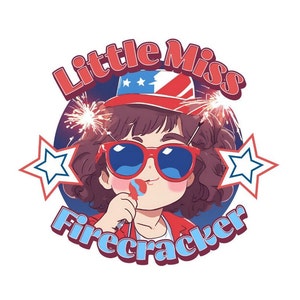 Anime Patriotic Design 4th of July PNG Party Decoration Printable Art Girl Cartoon Character Illustration American Style Clothing Transfer