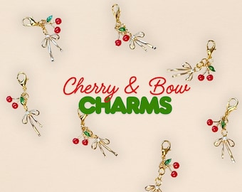 Cherry Bag Charm for Handbag Jewelry Gold Purse Accessory Jewelry Gift Dainty Charm Accessory Bow Keychain Cherry Red Charm Chain Shoe Charm