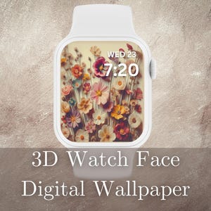 Fundo de relógio floral Boho Smart Watch Face Digital Download Design moderno de primavera Natureza Inspirada Tecnologia Acessório Presente para Ela Feminino