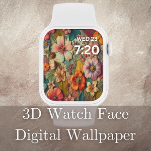 Dimensional Floral Uhr Hintergrund Texturierte Frühlings-Blumen-Uhr-Anzeige 3D Frühling Floral Digitaluhr Wallpaper Lebendiges Blumenmuster