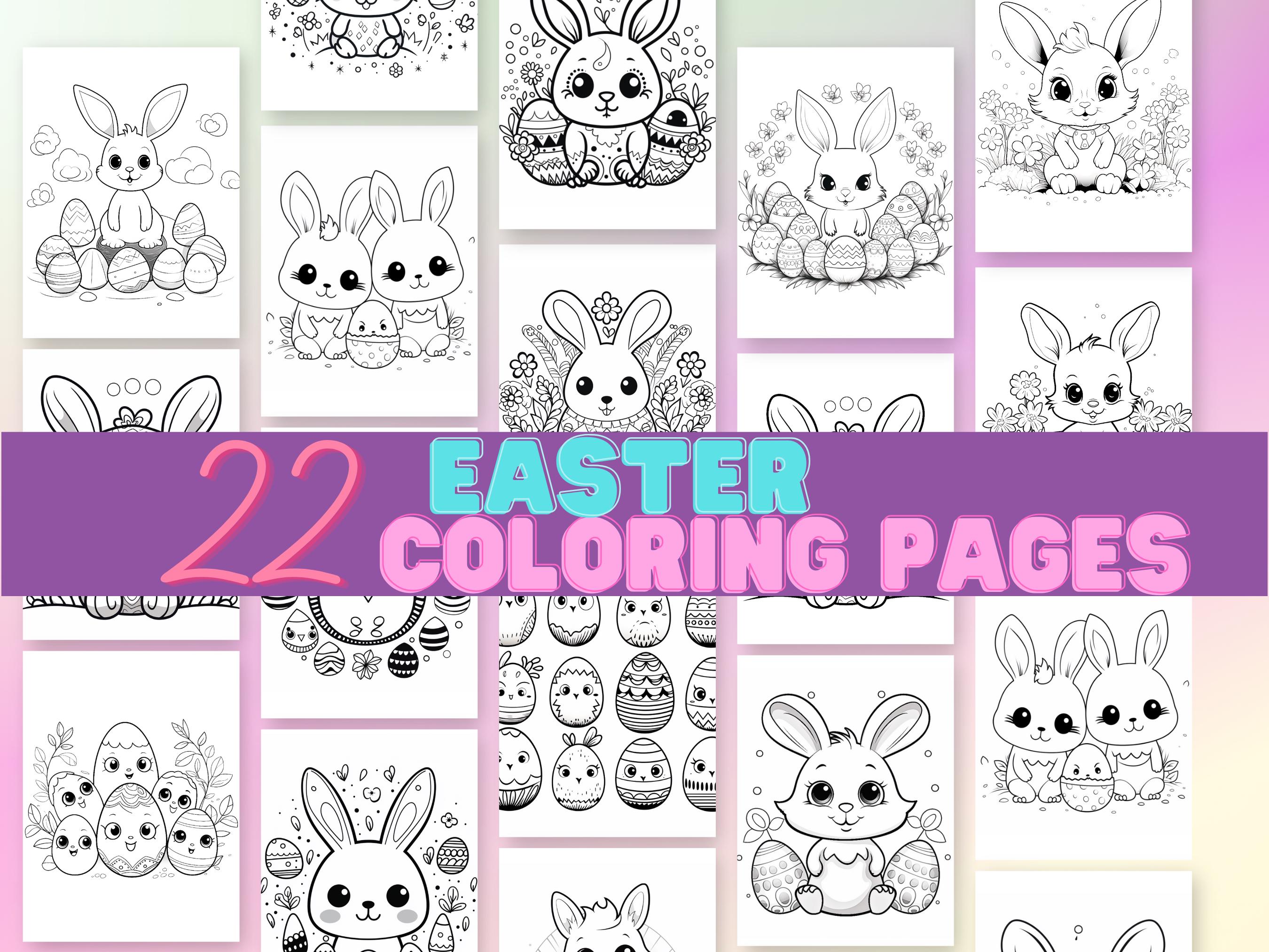 Easter Coloring Pages Bundle Bunny Egg Placemat Designs Digital ...