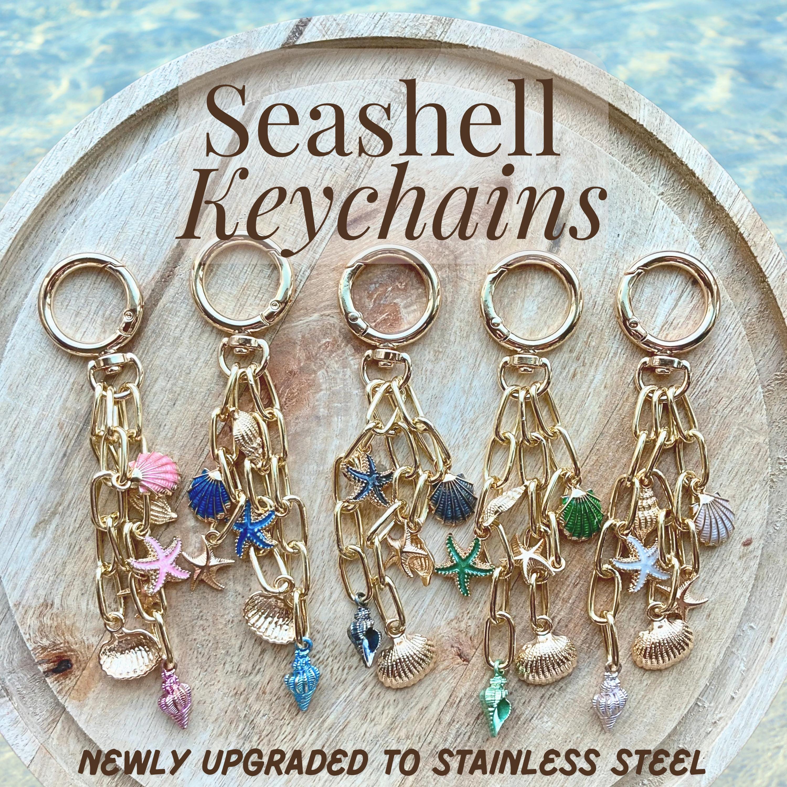 Gold Seashell Charm Clip-on Keychain for Handbags Summer Purse Clip Coastal Style Shell Charm Keychain Ocean Jewelry Gift for Beach Lovers
