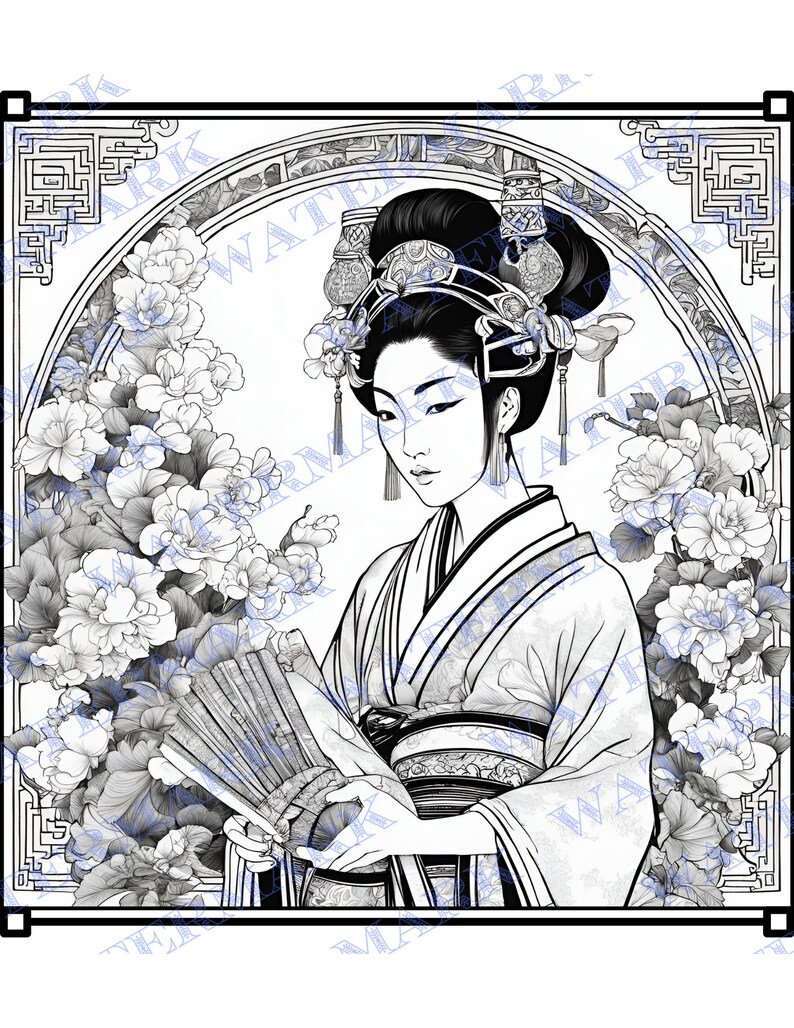 Asian Designing Coloring Book Adult Coloring Pages Instant Download PDF