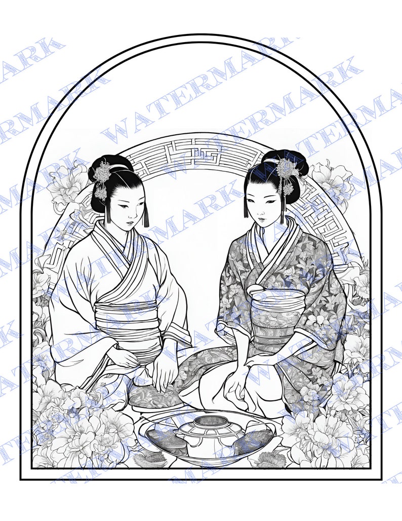 Asian Designing Coloring Book Adult Coloring Pages Instant Download PDF
