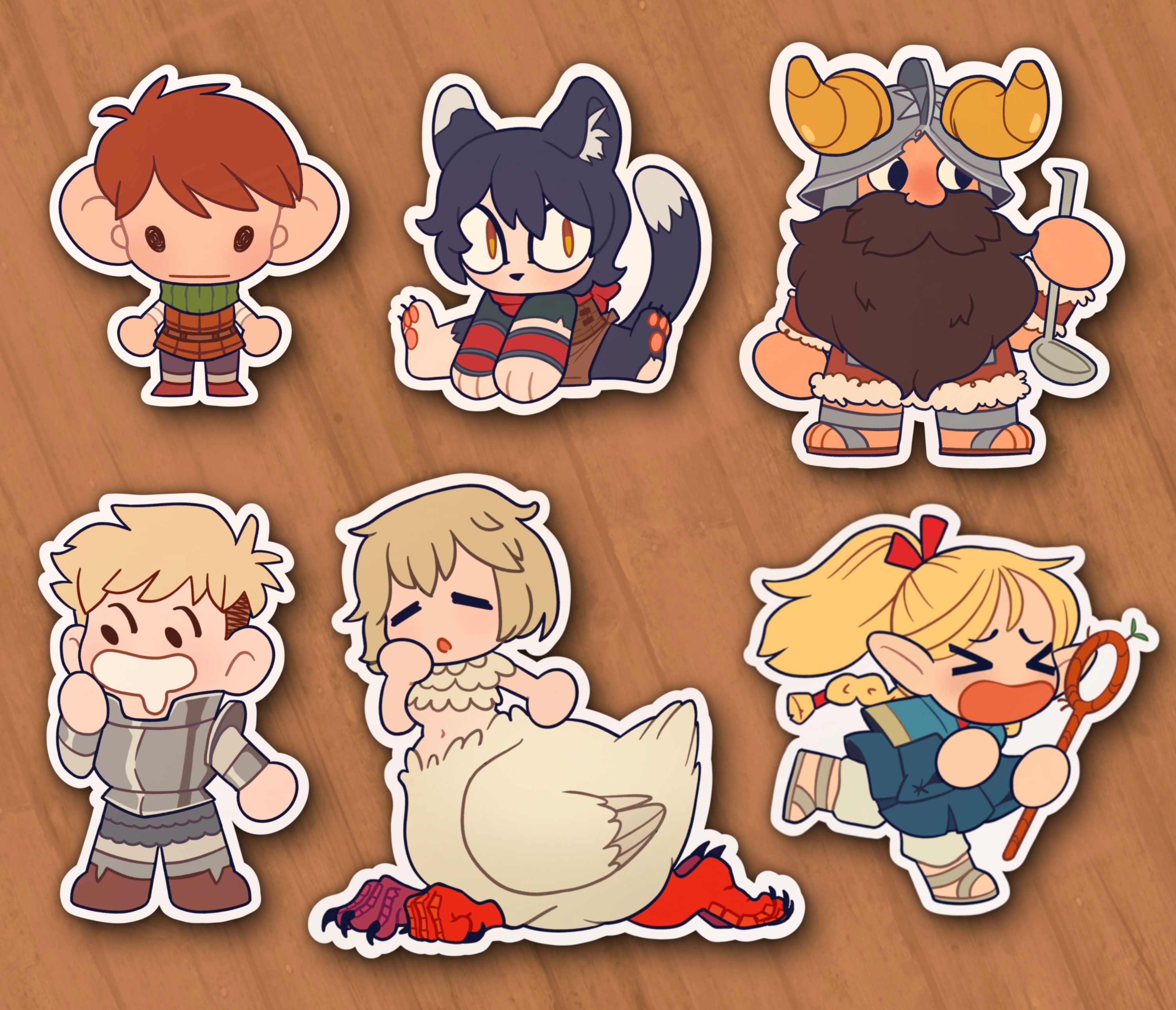 Dungeon Meshi | Delicious in Dungeon | Laios | Falin | Marcille | Senshi | Izutsumi | Chilchuck | Farcille | Die Cut Stickers