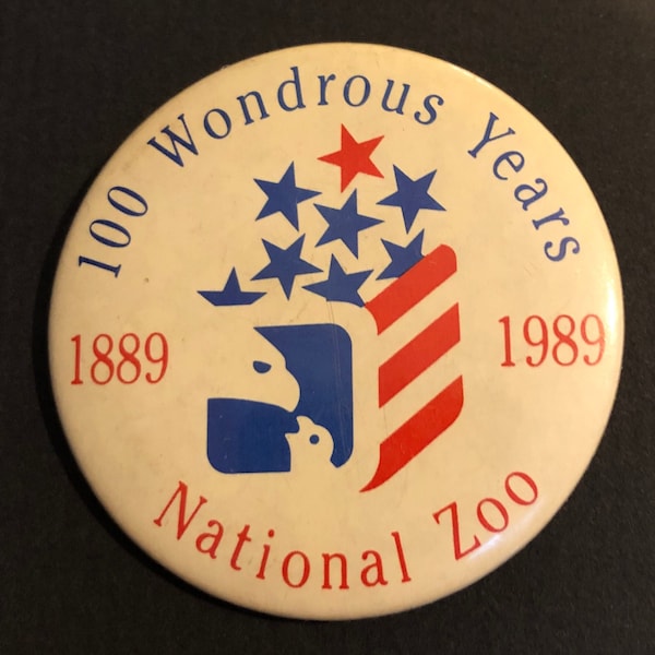 Vintage National Zoo Washington DC Centennial Pinback Button 1989