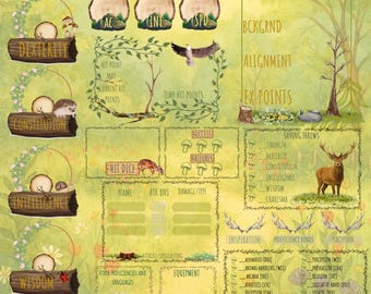 Dnd Forest Character Sheet, RPG Printable Templet (Digital Download)