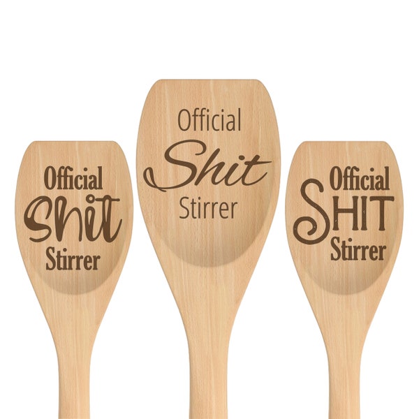 Sh*t Stirrer Flat Edge Wooden Spoon - Custom Order Gift with Unique Fonts and Designs